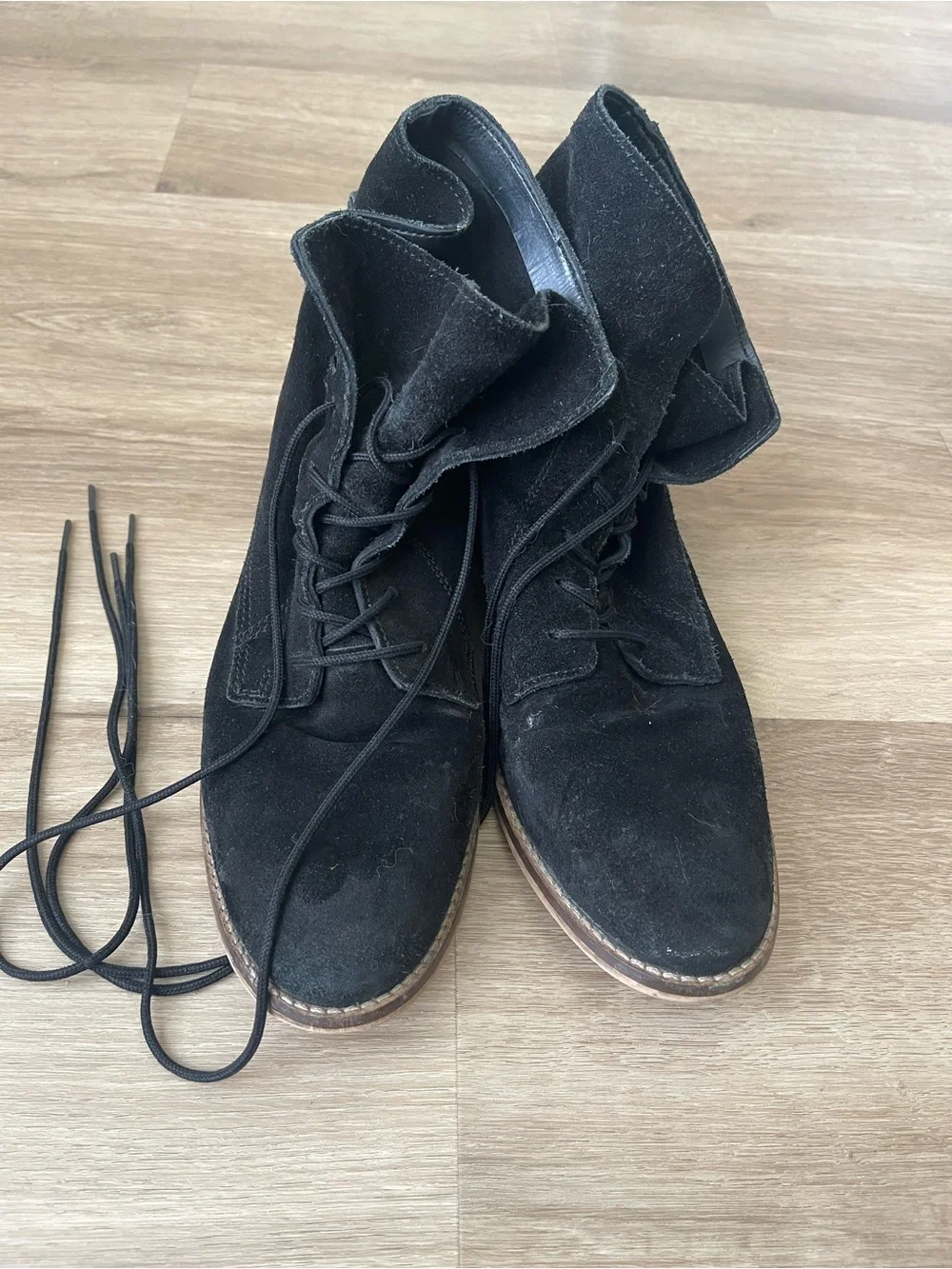 Black Suede Lace-Up Women’s Ankle Boots